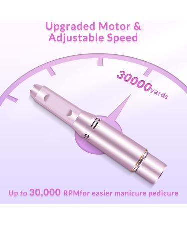 Rechargeable Electric Nail File Cutter 30000 RPM - Professional Metal Nail Drill with Adjustable Speed for Manicure and Pedicure - Includes Polishing Tool - Pink - Buy Online on GoSupps.com