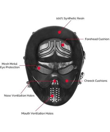 Scary Halloween Skull Airsoft Mask with Metal Mesh Eye Protection - Perfect for War Games, Cosplay, and Parties - Buy Online on GoSupps.com