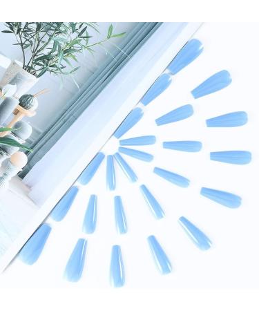 Brishow Coffin False Nails: Long Blue Stick on Nails for Women and Girls - Buy Online on GoSupps.com