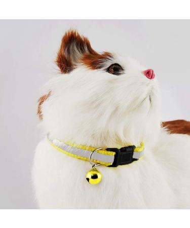Duendhd 2X Adjustable Reflective Dog Collar with Safety Clasp & Bell - Yellow for Cats & Dogs | International Shipping Available - Buy Online on GoSupps.com