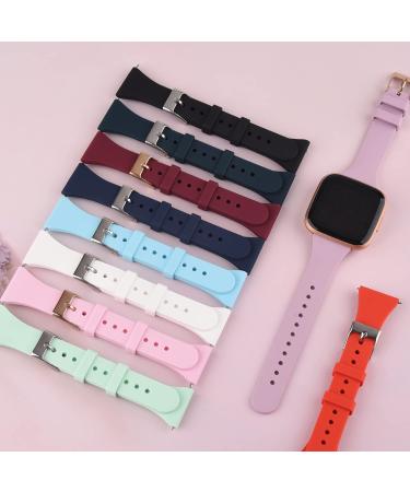 5 Pack Slim Silicone Bands for Fitbit Versa 2 / Versa / Versa Lite - Small Black/Gray/White/Wine Red/Navy Blue - Replacement Wristbands for Women and Men - Buy Online on GoSupps.com