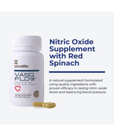 Xtendlife VasQFlow Circulation Support - Nitric Oxide Supplement for Healthy Blood Flow Blood Pressure & Immunity | 100% Vegan Non-GMO (90 Count - Buy Online on GoSupps.com