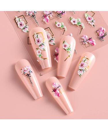 5D Flowers Nail Stickers - Self-Adhesive Floral Decals for DIY Nail Art - 6 Sheets/Set - Buy Online on GoSupps.com