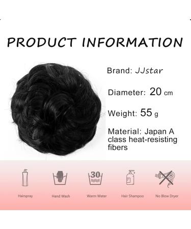 JJstar Messy Hair Bun Curly Wavy Scrunchies in Jet Black - Women's Synthetic Chignon Accessories - Buy Online on GoSupps.com