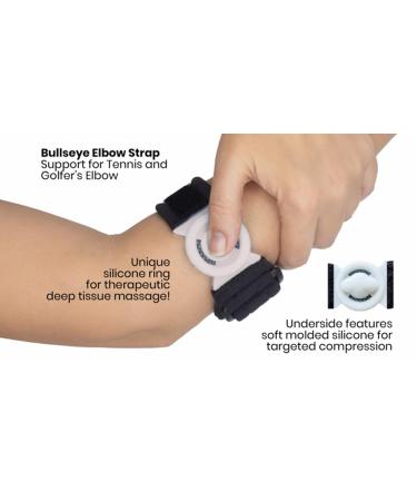Bullseye Elbow Strap - Therapeutic Massage Brace for Tennis & Golfer s Elbow Pain Relief (S/M) - International Shipping Available - Buy Online on GoSupps.com