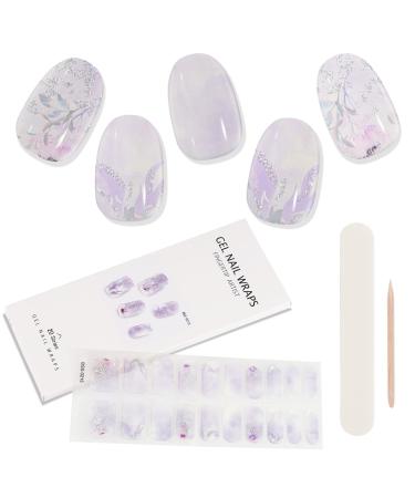 Kalolary 20PCS Gel Nail Polish Strips Nail Gel Art Sticker Full Nail Wraps Decals with Nail File and Stick for Women Girls Nail Art Decor (UV/LED Lamp Required) (A)