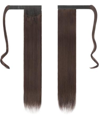 FESHFEN Straight Ponytail Extensions Long Wrap Around Ponytail Synthetic Clip in Pony Tail Hair Extensions Reddish Dark Brown Hairpiece for Women 24 inch 24 inch (Pack of 1) Reddish Dark Brown - Buy Online on GoSupps.com