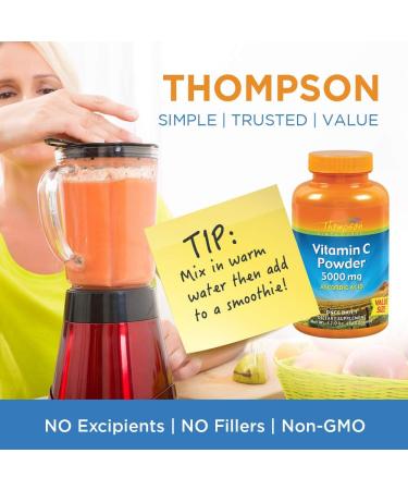 Thompson Vitamin C Powder 5000mg - 100% Pure Ascorbic Acid for Immune Support (12 oz) - Buy Online on GoSupps.com