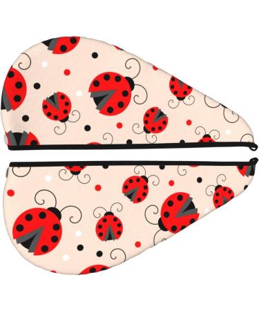 Microfiber Hair Drying Cap - Red Ladybug Towel Wrap for Quick Drying Thick Curly & Long Hair | Soft Absorbent Hair Towel with Button - Buy Online on GoSupps.com