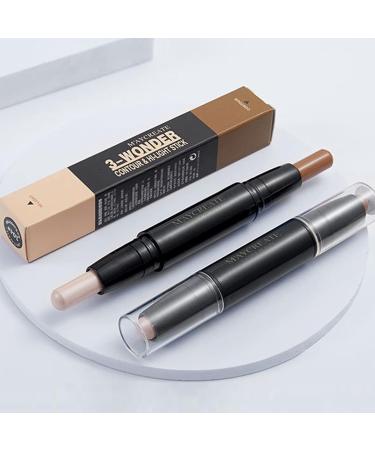Prreal Contour Stick - Dual-Head Face Concealer & Highlight Makeup Pencil | Waterproof Pearly Natural & Coffee for Flawless Contouring - Buy Online on GoSupps.com
