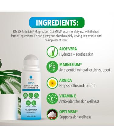 Dr. Robaina DMSO Roll-On 99.9% Pure Dimethyl Sulfoxide | Formula with Zechstein Magnesium Arnica Aloe Vera & Vitamin E Non-Greasy Topical Formula | Made in USA | 3 oz 2 Units - Buy Online on GoSupps.com