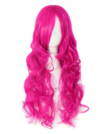 MapofBeauty 70cm/ 28 inches Long Curly Women's Curly Wig (Carmine Pink) - Buy Online on GoSupps.com