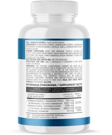 INSPORT Nutrition - MagPLUS Shrinkage - Magnesium Potassium and Vitamin B6-90 Vegetable Capsules - 45 Serving - Pure Composition - Buy Online on GoSupps.com