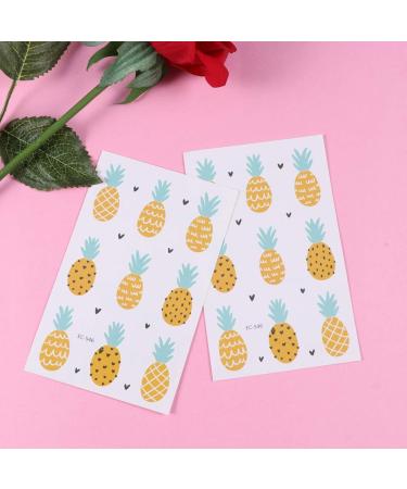 10PCS Eco-Friendly Waterproof Colored Drawing Pineapple Tattoo Stickers - Cute Cartoon Design for Body Art - Buy Online on GoSupps.com