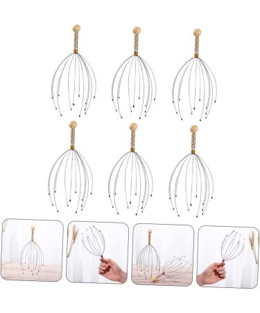 Beaupretty 6-Piece Massager Hand Scrubber & Scalp Massage Brush | Multifunctional Hair Washer Tool & Shampoo Scrubber - Steel & Wood | International Shipping - Buy Online on GoSupps.com