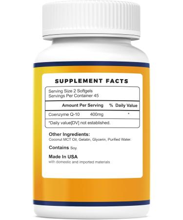 YOYKYE CoQ10 400 mg Softgels CoQ10 Supplement - CQ10 Coenzyme-Q10 Support Heart & Antioxidant 90 Softgels 45 Servings - Buy Online on GoSupps.com