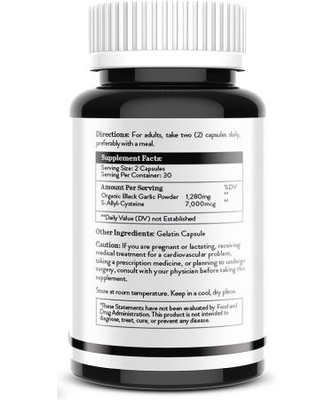 Harmoni Organic Black Garlic Capsules 7000mcg SAC Fermented High Potency 60ct - Extra Strength - Buy Online on GoSupps.com