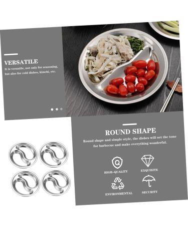 Milisten 4pcs Stainless Steel Saucer Japanese Salad Dressing Japanese Plates Stainless Steel Candy Dishes and Trays Mini Stainless Steel Mixing Bowls Condiment Saucer Lattice Snack Bowl 10.5X10.5CM Silver - Buy Online on GoSupps.com