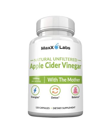 Raw Apple Cider Vinegar Capsules with Mother, 1500mg ACV Pills, Helps Improve Energy, Support Efforts to Improve Immunity, Digestion & Weight Management for Women, (120 Ct) Raw ACV+ The Mother 120 Count (Pack of 1)