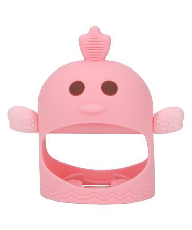 Silicone Chick Shape Baby Teether with 2 Teether Stems - Cherry Powder Color - Daytime and Nighttime Teething Relief - Cute and Safe Chew Toy - Buy Online on GoSupps.com