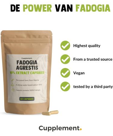 Cupplement Fadogia Agrestis 60 Capsules - 10% Extract 500 MG | 4 Sachets + Free Pillbox - Superfood 5 Pack - Buy Internationally - Buy Online on GoSupps.com