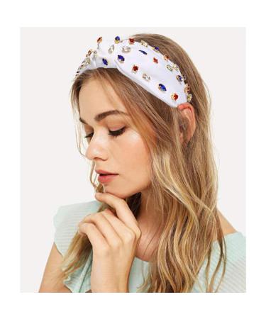 NVENF 4th of July Crystal Beaded Headbands for Women - Flag Color Wide Knot Headband - Summer Fashion Headpiece - Buy Online on GoSupps.com