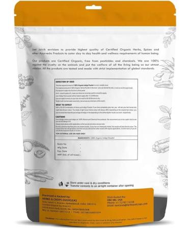 KRISTINA Just Jaivik 100% Natural Indigo Powder for Hair - 227g | International Shipping Available - Buy Online on GoSupps.com