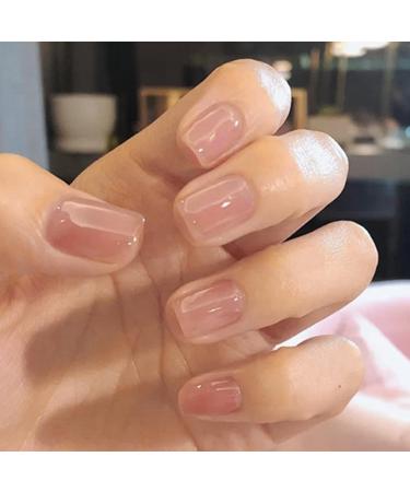 Handcess Square Shiny Nude Pink Press-On Nails - 24 Pieces Artificial Acrylic Short Nails for Women & Girls - Shop Internationally - Buy Online on GoSupps.com