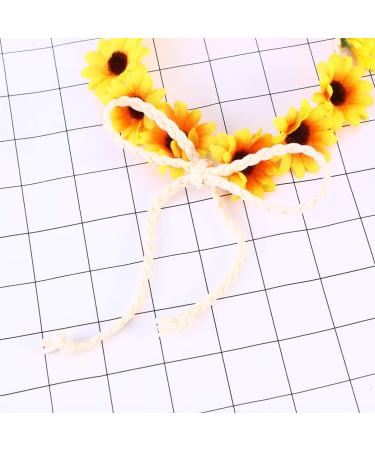 SOLUSTRE Daisy Flower Headband Boho Sunflower Crown Hair Wreath Floral Garland Crown Boho Headpiece Bridal Hair Band (Yellow) - Buy Online on GoSupps.com