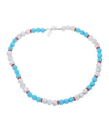 OralGos Fashion Disco Ball Necklace Rhinestone Baseball Clavicle Chain Sporty Inspired for Athletes Blue