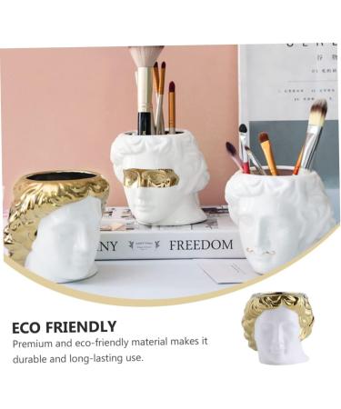 NOLITOY Cosmetic Brush Organizer 1pc David Makeup Brush Bucket Toothbrush Holder Multifunction Makeup Brush Organizer 10.5x10.2cm Golden - Buy Online on GoSupps.com