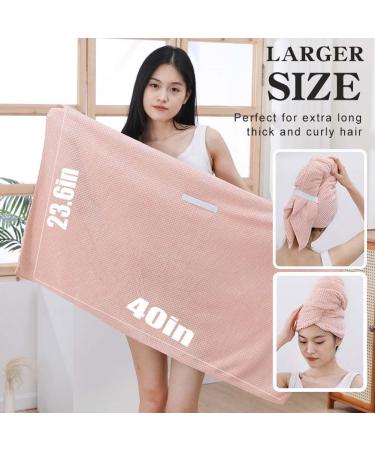 Super Absorbent Hair Towel Wrap - Fast Drying Microfiber for All Hair Types | Pink - Perfect for Long Hair Women - Buy Online on GoSupps.com