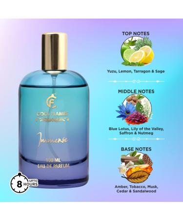 C_ool Flames Luxury Immense Unisex Eau De Parfum with Lemon Lily of the Valley Saffron Cedar & Sandalwood Premium Long Lasting Citrus & Spicy Fragrance Scent Perfume for Men & Women 100 ML - Buy Online on GoSupps.com