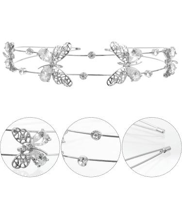 FRCOLOR Butterfly Headband Double Layer Hairband Shiny Bride Headdress Crystal Hair Hoop Wedding Hair Jewelry for Bride Girls Women Silver - Buy Online on GoSupps.com