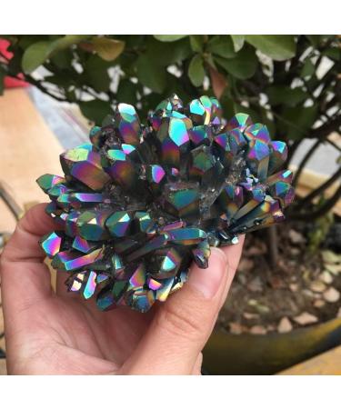 Specimen 200-210g Natural Metal Colour Aura Angel Crystal Cluster Titanium Coating Quartz Angel Cluster Reiki Crystal Stone - Buy Online on GoSupps.com