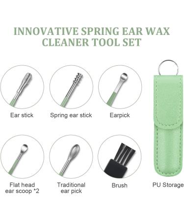 Vicloon Ear Wax Removal Kit - 12 Pcs Stainless Steel Ear Pick Set with PU Storage Bag - Reusable Ear Cleaner for Kids & Adults - Blue-Green - Buy Online on GoSupps.com