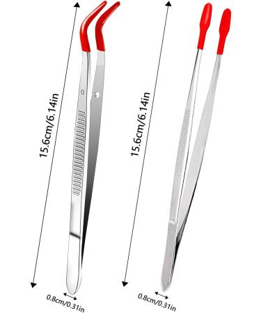 Premium Handicraft Tweezers Set - 2 Metal Stickers with Rubber Tips for DIY Jewelry & Coin Stamping | Curved & Angled Design - Buy Online on GoSupps.com
