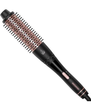 38 mm thermal brush Mocemtry Double PTC heated ceramic Tourmaline ion curling brush 2 in 1 thermal brush with protective gloves and 2 clips gold