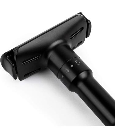 QSHAVE Matte Black Adjustable Safety Razor - Classic Double Edge Razor with 1 Blade | Perfect for a Smooth Shave | International Shipping Available - Buy Online on GoSupps.com