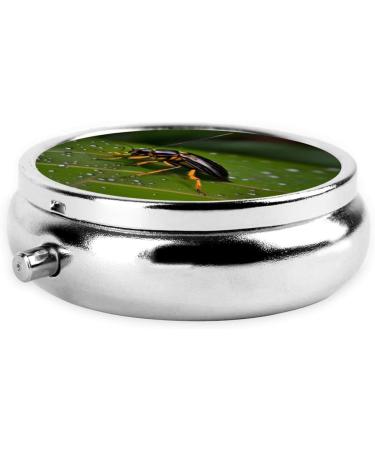 Portable Insects on Leaves Round Pill Box - 3 Compartment Travel Organizer for International Shipping - Buy Online on GoSupps.com