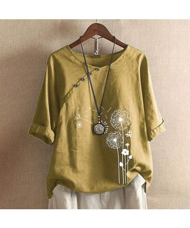 Elegant Women's Summer T-Shirt | Ppanguding Short Sleeve Blouse Tops in Gelb | Stylish Rundhals Tunika for Casual Wear - Buy Online on GoSupps.com