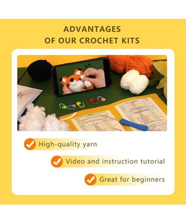 SO-CNITC Beginner Crochet Kit - Crochet Animal & Knitting Starter Kit with Instruction & Video Tutorials - Includes Yarn, Hook, Needle & Accessories - Perfect for DIY Fox Lovers - Buy Online on GoSupps.com