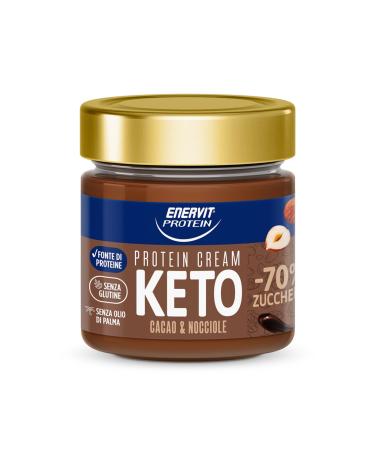 Enervit Keto Cocoa and Hazelnut Protein Cream 180g Tub Thickenable Protein Cream 70% Less Sugar with Milk Proteins Gluten Free