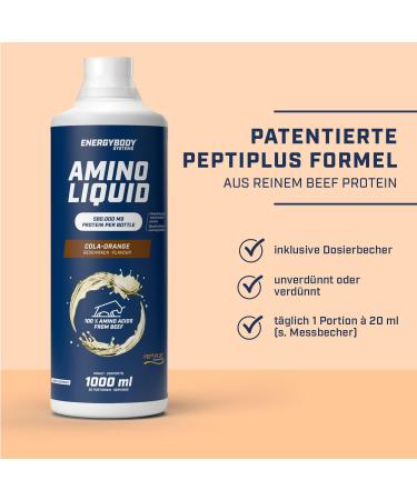 Energybody Amino Liquid Cola-Orange 1L - Liquid Amino Acids Bioactive Collagen Peptides for Muscle & Tendon Support - International Shipping Available - Buy Online on GoSupps.com