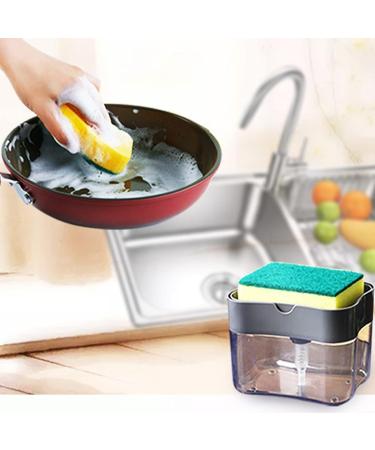 Dish Soap Dispenser and Sponge Holder for Kitchen Sink Detergent Liquid Press Dispenser Box Dishwashing Soap Automatic Outlet Kitchen Supplies - Buy Online on GoSupps.com