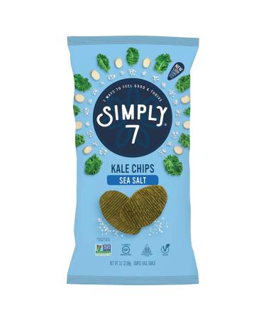 Simply 7, Kale Chips, Sea Salt, 3.5 Oz, 8 Pack, Non-GMO, Nut-Free, Vegetarian, Low Calorie, Plant-Based, Cholesterol-Free, Low Fat, Vegan Snack Kale Chips - Sea Salt 3.5 Ounce (Pack of 12)
