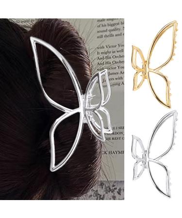 Ahoney Butterfly Claw Clips - Gold Metal Hair Clips for Women - Non Slip Fashion Hair Accessories - Buy Online on GoSupps.com