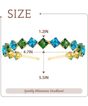 Rhinestone Headband Sparkling Gemstone Headwear Party Prom Hair Accessory for Women and Girls (green+blue) - Buy Online on GoSupps.com