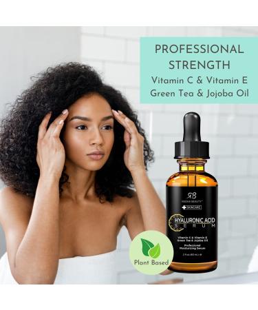 Radha Beauty Hyaluronic Acid Serum 2 fl. oz - Vitamin C, E, Green Tea, Jojoba Oil - Intensive Moisturizing Anti-Aging Formula - Buy Online on GoSupps.com