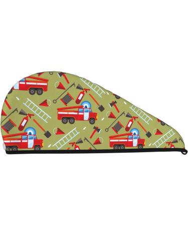 Cartoon Fire Truck Microfiber Hair Towel - Super Absorbent & Quick Dry Coral Velvet Wrap for Long Curly Thick Hair | Perfect for Women - Buy Online on GoSupps.com